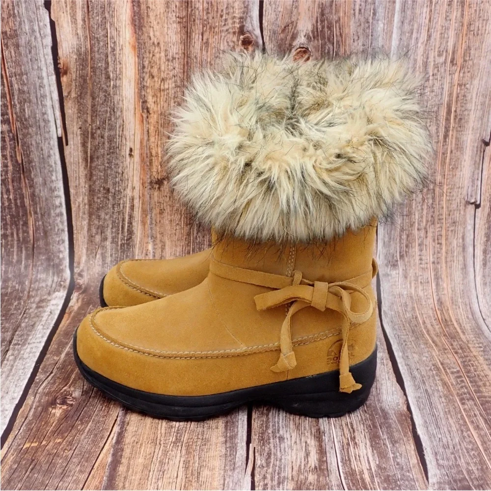 Sorel Northern Lite Tall Suede Boots Women’s Size 7 Brown Side Zip Snow Winter